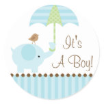 Baby Elephant Umbrella It's A Boy Sticker