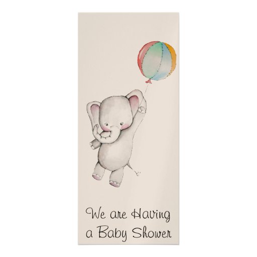 Baby Elephant with Balloon Baby Shower Invitation