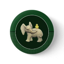 Baby Elephant & Yellow Duck Pinback Button