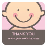 Baby Face - Pink & Brown Personalised Stickers