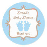 Baby Feet Blue Round Sticker
