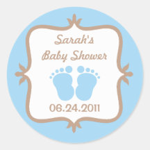 Baby Feet Blue Round Sticker