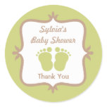Baby Feet Green Round Sticker