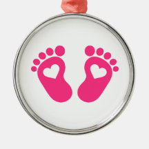 Baby feet hearts christmas ornament