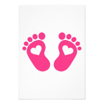 Baby feet hearts custom announcements