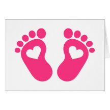 Baby feet hearts greeting card