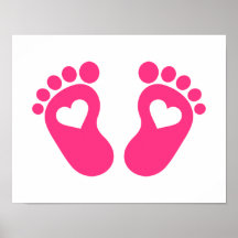 Baby feet hearts print