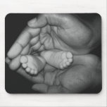 baby feet in father's hands mousepads