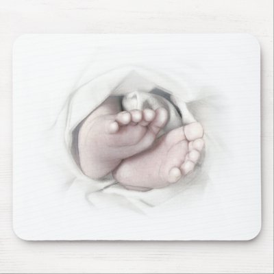 baby feet pencil sketch mouse pad by Irisangel