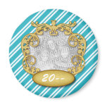 Baby First Christmas Aqua White Stripes Magnets