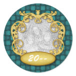 Baby First Christmas Blue Checkers stickers