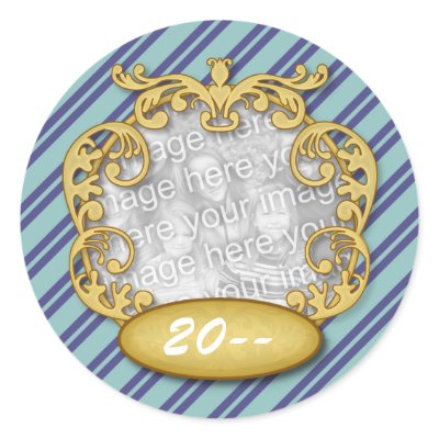 Baby First Christmas Blue Teal Stripes by OrangeBirdDesigns