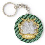Baby First Christmas Green Black Stripes keychains