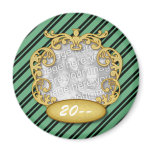 Baby First Christmas Green Black Stripes magnets