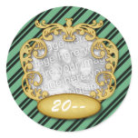 Baby First Christmas Green Black Stripes stickers