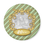 Baby First Christmas Green Brown Stripes magnets