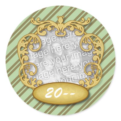 Baby First Christmas Green Brown Stripes by OrangeBirdDesigns