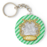 Baby First Christmas Green Candy Cane Stripes keychains