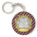Baby First Christmas Maroon Black Stripes Key Chains