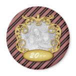 Baby First Christmas Maroon Black Stripes magnets