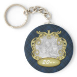 Baby First Christmas Navy Blue Plaid keychains