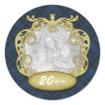 Baby First Christmas Navy Blue Plaid stickers