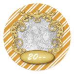 Baby First Christmas Orange White Stripes Stickers