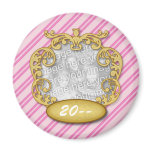 Baby First Christmas Pink Candy Cane Stripes Fridge Magnets