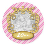 Baby First Christmas Pink Candy Cane Stripes stickers