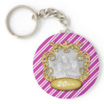 Baby First Christmas Purple White Stripes keychains
