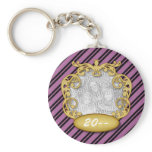Baby First Christmas Purple White Stripes keychains
