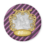 Baby First Christmas Purple White Stripes magnets