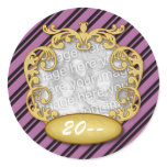 Baby First Christmas Purple White Stripes stickers