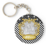 Baby First Christmas Snowflake Stripe Black White keychains