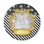 Baby First Christmas Snowflake Stripe Black White Refrigerator Magnet