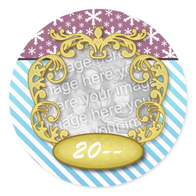 Baby' First Christmas Snowflake Stripe Blue Purple by OrangeBirdDesigns