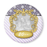 Baby First Christmas Snowflake Stripe Purples Refrigerator Magnet
