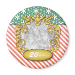 Baby First Christmas Snowflake Stripe Red Green Magnets