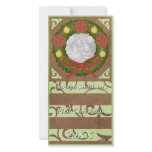 Baby First Christmas Wreath Green Brown Customized Photo Card