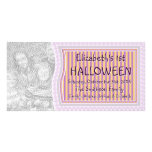 Baby First Halloween Orange Purple Custom photo cards