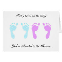 Baby Footprints Boy/Girl Twins Card
