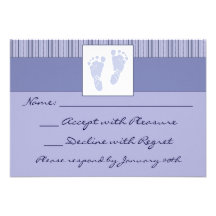 Baby Footprints RSVP - Blue Personalised Invite