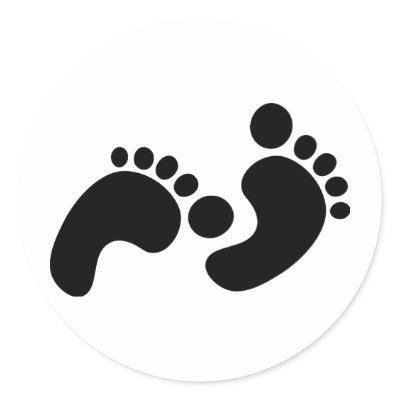 baby footprints round sticker by Tomaniac