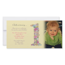 Baby Girl 1st Birthday Party Invite Photo Card