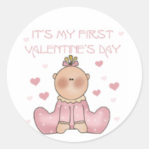 Baby Girl 1st Valentine's Day Sticker