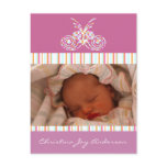 Baby Girl Announcement - Butterflies postcards