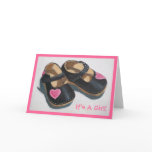 BABY GIRL ANNOUNCEMENT HEART SHOES cards