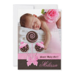 Baby Girl Announcement Invite Cake Pops Pink V invitations