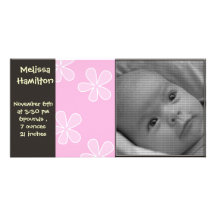 baby girl announcement photo card