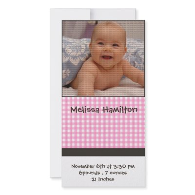 baby girl announcement photo card by cute4kids